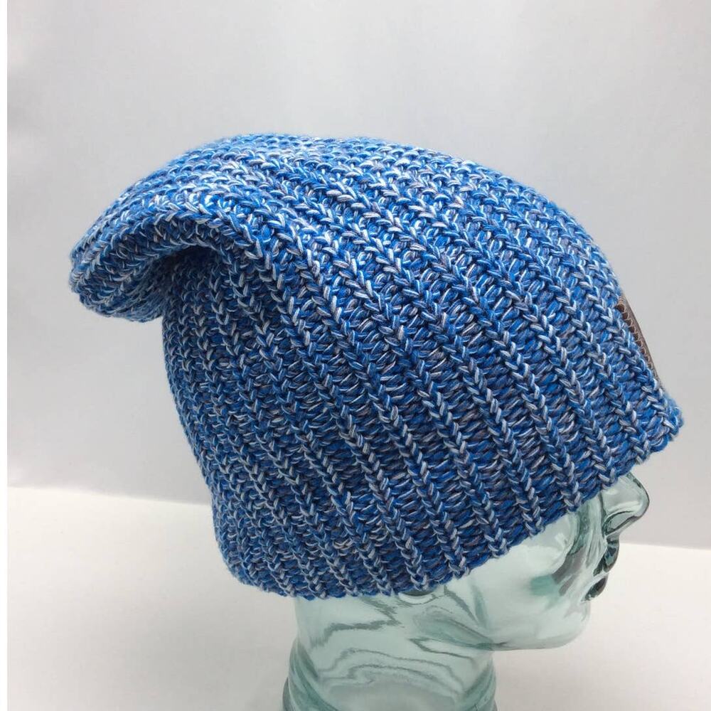 Love Your Melon Pure Cotton Knitted Slouch Beanie Blue White